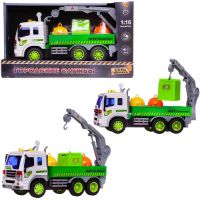 ABtoys (АБтойс) C-00493 Машинка Abtoys Спецтехника Мусоровоз с мусорными баками, инерционная, свет и звук 1:16