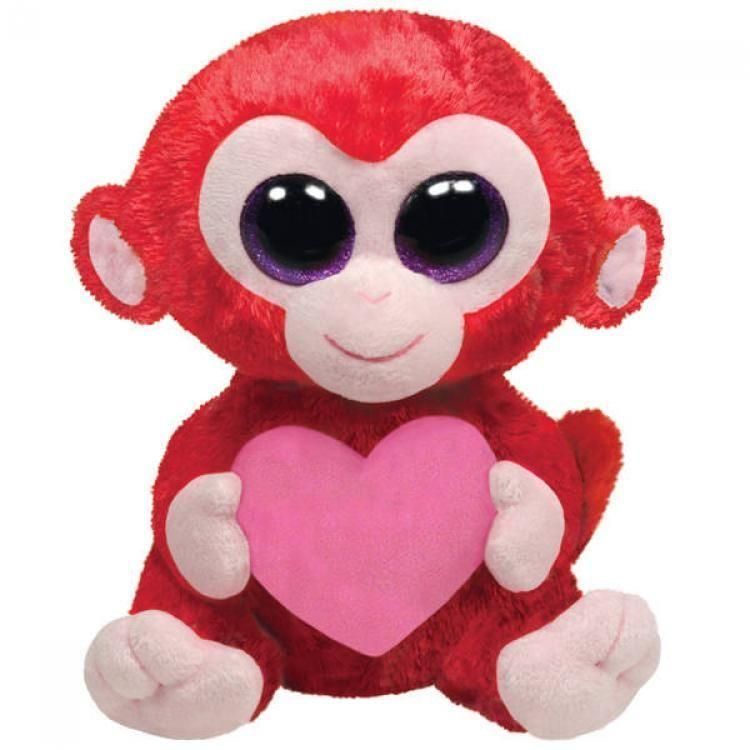 TY 36104 Beanie Boo's Мягкая игрушка Обезьянка Charming с сердечком,15 см