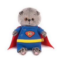 BUDI BASA BB-024 Мягкая игрушка Кот Басик BABY в костюме супермена, 20 см