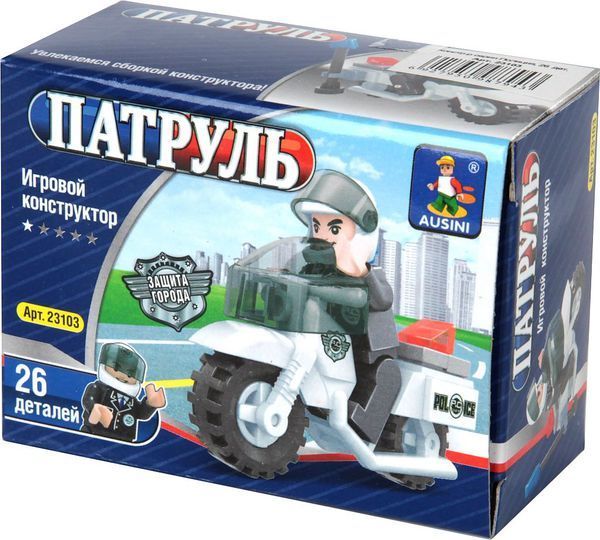 Ausini 23103 Конструктор Полицейский на мотоцикле "Патруль", 26 дет.