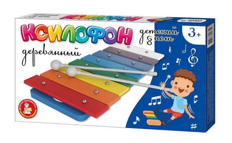 Десятое королевство 02352ДК Музыкальный инструмент Десятое королевство Ксилофон детский деревянный 8 нот