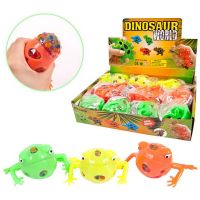 JUNFA 1809-SQ096B/1 Игрушка-антистресс. Мялка с разноцветными шариками "Dinosaur World Лягушка", 12 шт. в дисплее