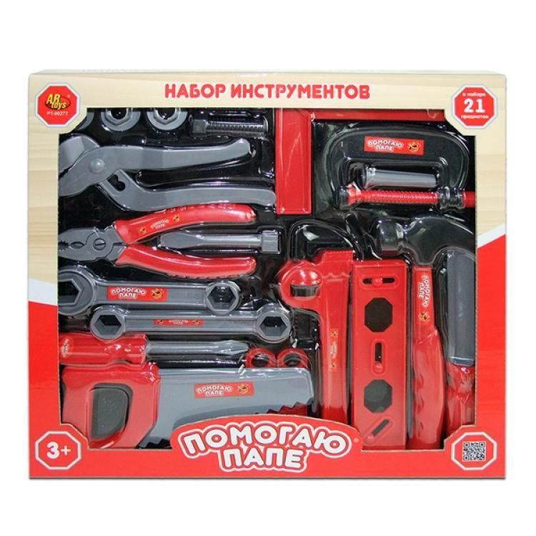 AB-toys PT-00272 Помогаю папе. Набор инструментов, 21 предмет