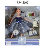 ABtoys (АБтойс) WJ-12666 Кукла ABtoys Emily Синяя серия с белым котенком и аксессуарами, 30см