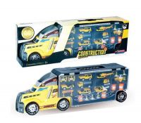 Junfa Toys LA-015A Автовоз с металлическими машинками и дорожными знаками + настольная игра