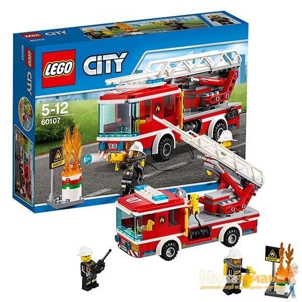 Lego City 60107 Конструктор Лего Город Пожарный автомобиль с лестницей, 214 деталей