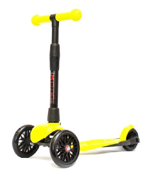 Buggy Boom Alfa 003-2191 Самокат детский трехколесный АЛЬФА, светящиеся колеса, с регулируемой складной ручкой (желтый флюр 91)
