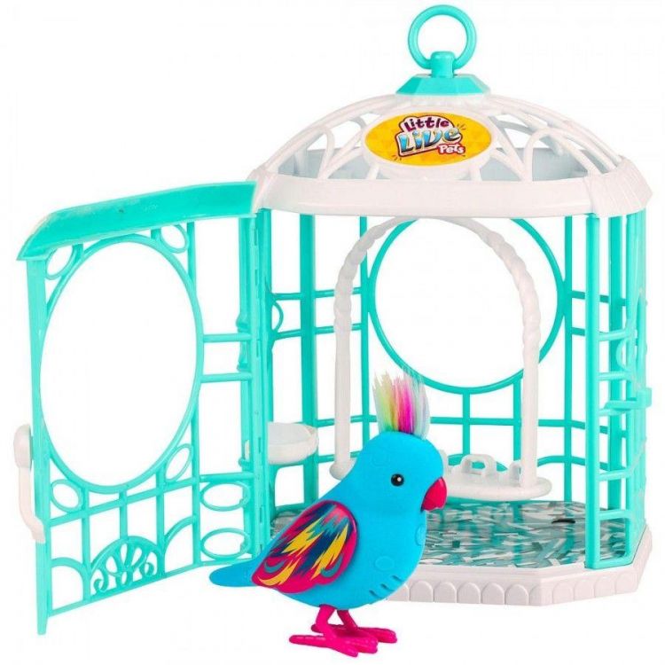 Moose 28240 Интерактивная птичка Little Live Pets в клетке, голубая