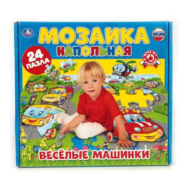 Умка 4690590110232 Мозаика напольная. "Умка" веселые машинки. 24 пазла