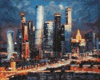 Белоснежка 200-AB Раскраски по номерам. Вечерние огни Москва Сити 40*50 см