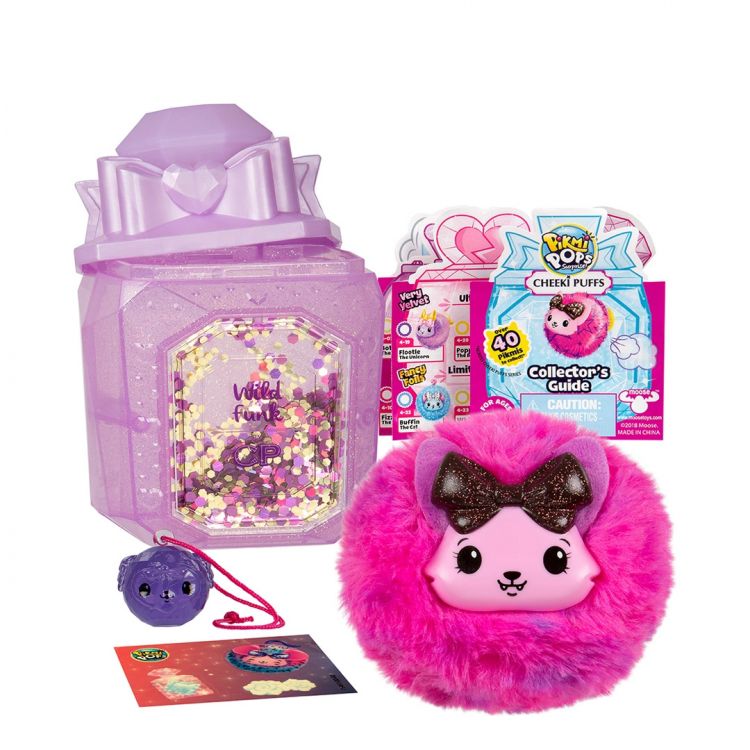 Moose 75470 Pikmi Pops Набор-сюрприз с 1 героем «Cheeki Puff» Medium, сиреневый с бантиком Wild Funk
