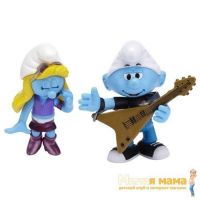 Jakks 15052 Набор из 2-х фигурок Смурфиков, Певица Смурфетта и гитарист Смурф, 6 см
