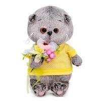 BUDI BASA BB-082 Мягкая игрушка BUDI BASA Кот Басик BABY с букетом из цветов и ягод