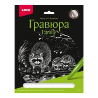 LORI Гр-648 Набор для творчества LORI Гравюра Family большая с эффектом серебра Еноты