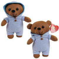 ABtoys M5144 Knitted Мягкая игрушка Мишка вязаный, в голубом костюмчике, 22 см