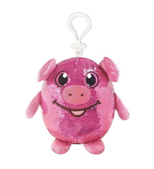 Beverly Hills SMZ01016 Shimmeez Мягкая игрушка Шиммиз, Брелок свинка в пайетках, 9 см