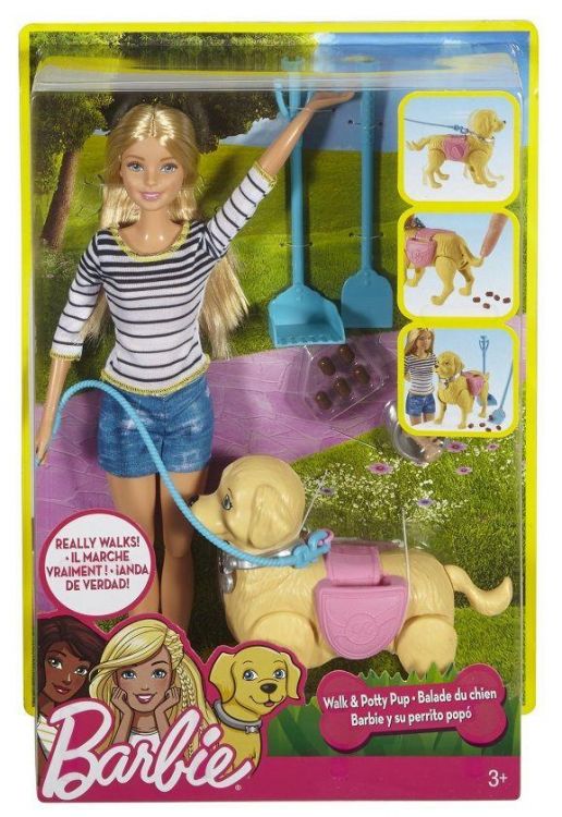 Mattel DWJ68 Barbie Кукла Барби Набор "Семья Barbie" Прогулка с питомцем 