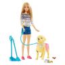 Mattel DWJ68 Barbie Кукла Барби Набор "Семья Barbie" Прогулка с питомцем 