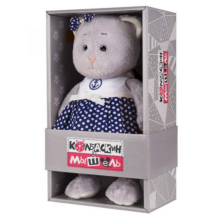 Колбаскин&amp;Мышель MT-MRT062006-25 Мягкая игрушка Maxitoys Колбаскин&amp;Мышель Мышель в Синей Юбке в Белый Горошек 25 см