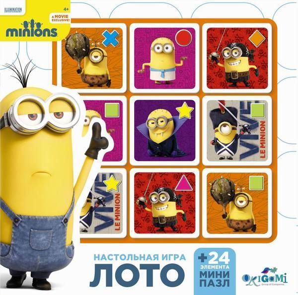 Origami 01709 Лото в наборе с пазлом Minions, 24 элемента