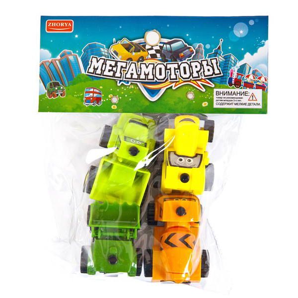 Junfa Toys ZY778028 Набор машинок "Мегамоторы", 4 штуки