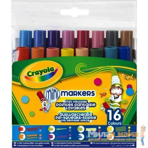 Crayola 58-8709 Набор мини-фломастеров с узорными наконечниками, 16 штук