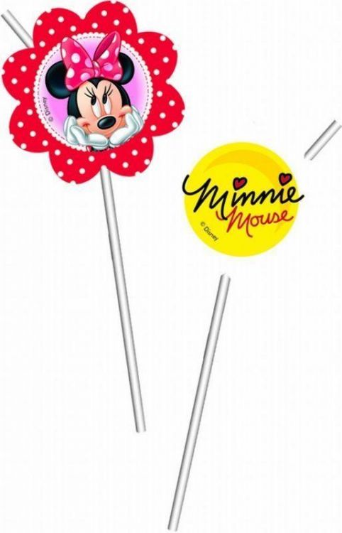 Procos 80770 Соломка для напитков "Минни Маус с маргаритками", 6 шт.