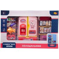 ABtoys (АБтойс) PT-01552 Игрушечная техника ABtoys Помогаю Маме Холодильник с продуктами на батарейках розовый