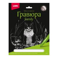 LORI Гр-649 Набор для творчества LORI Гравюра Family большая с эффектом серебра Кошки