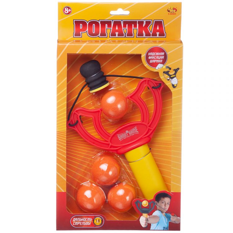ABtoys (АБтойс) S-00064/красная Рогатка ABtoys красно-желтая с 4 шариками