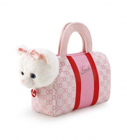 Trudi Pets 29779 Мягкая игрушка Белая кошечка в розовой сумочке, 15 см