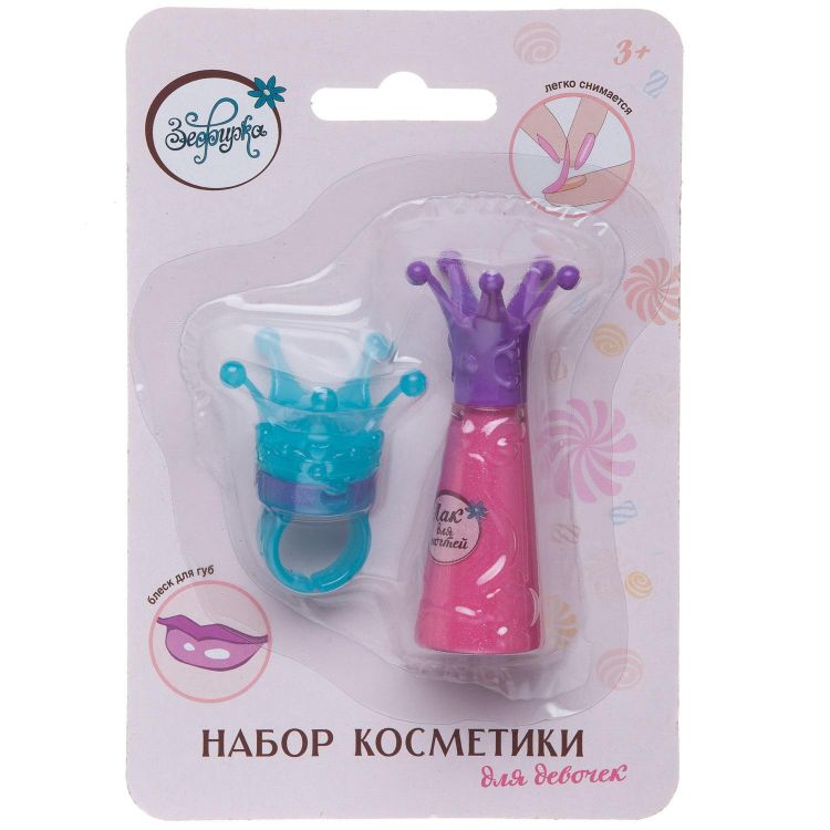 Зефирка K-0003-9 Набор косметики для девочек Зефирка "сказочная" серия. Лак для ногтей и блеск для губ "Великолепная роза".