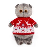 BUDI BASA Ks22-089 Мягкая игрушка Кот Басик в свитере с оленями, 22 см