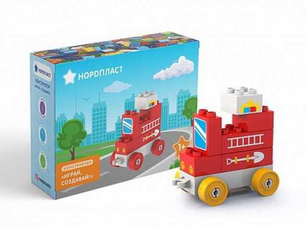 Нордпласт 480606 Конструктор "Играй, создавай" Пожарная машина, 7 деталей