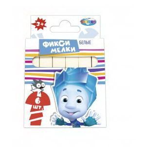 Centrum 87613 Мел белый Фиксики, 6 шт в упаковке с европодвесом