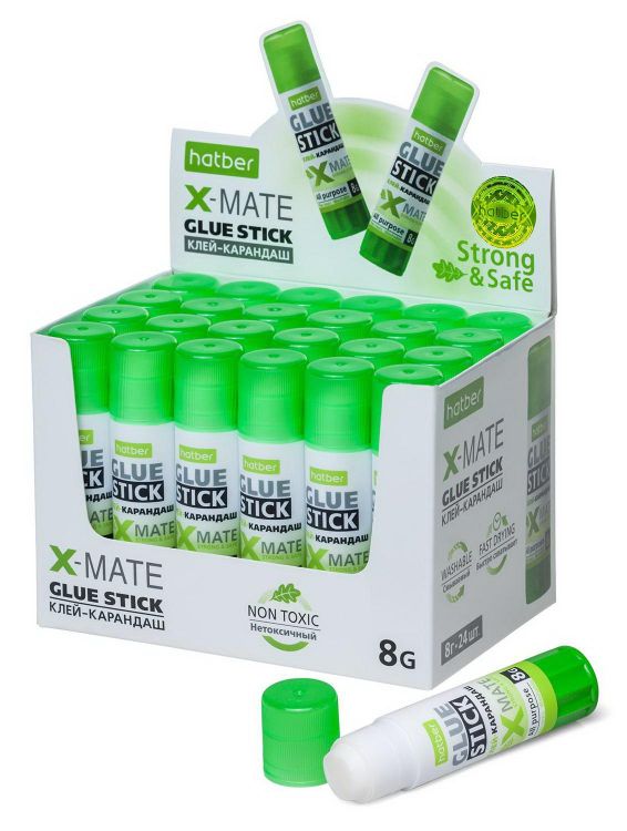 Hatber GS-058737 Клей-карандаш Hatber X-Mate 8гр в картонной Дисплей-витрине