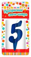 ND Play 297376 Свеча для торта ND Play Тортик цифра 5 парафиновая, цвет синий