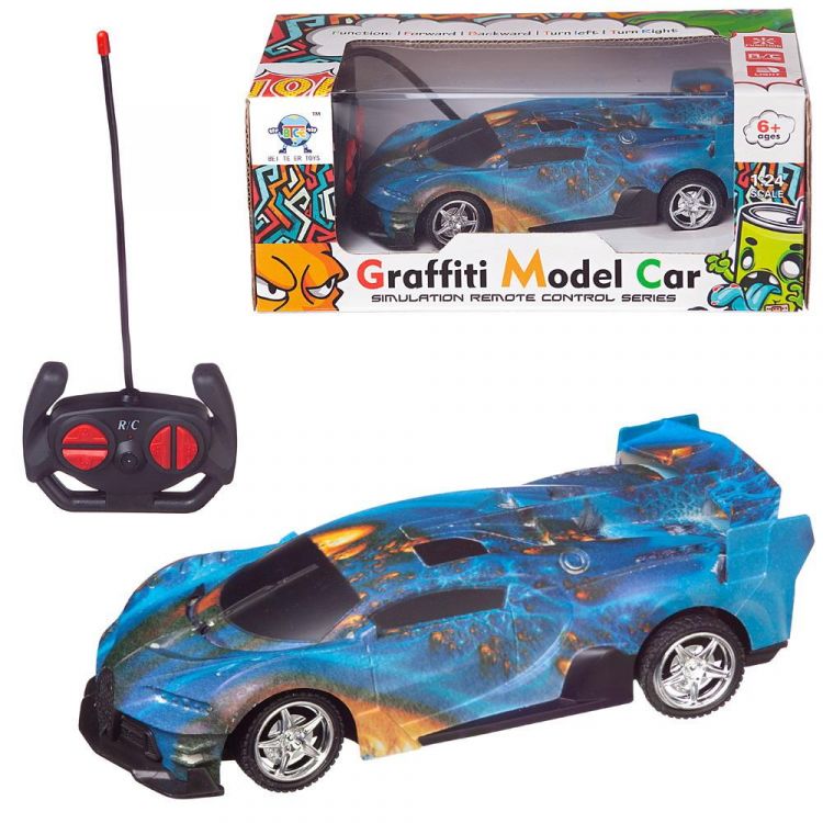 Junfa XFY234-28/голубая Машинка на радиоуправлении JUNFA Graffiti Model 1:24, голубая, 23х12х9,5 см