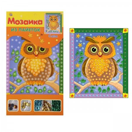Рыжий кот М-4360 Мозаика из пайеток Сова