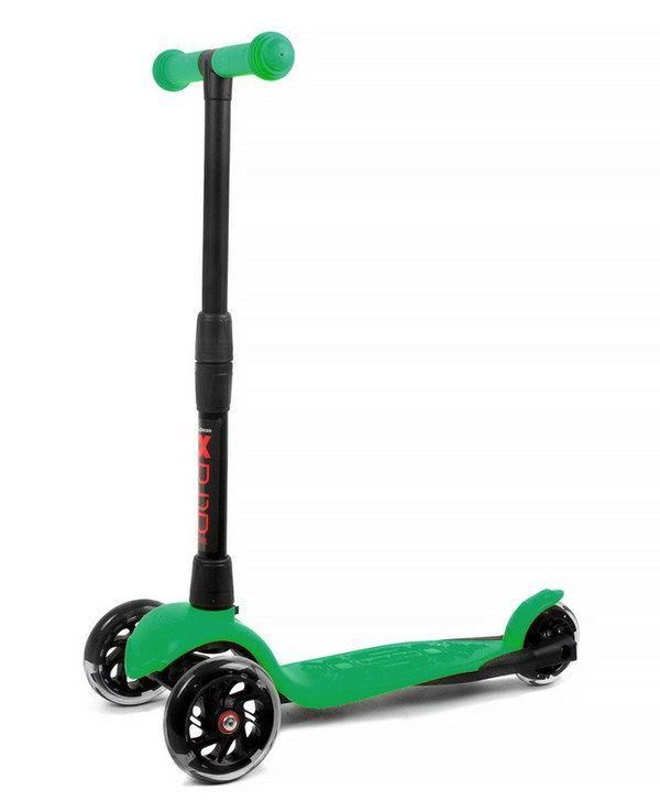 Buggy Boom Alfa 003-2185 Самокат детский трехколесный АЛЬФА, светящиеся колеса, с регулируемой складной ручкой (зеленый флюр 85)