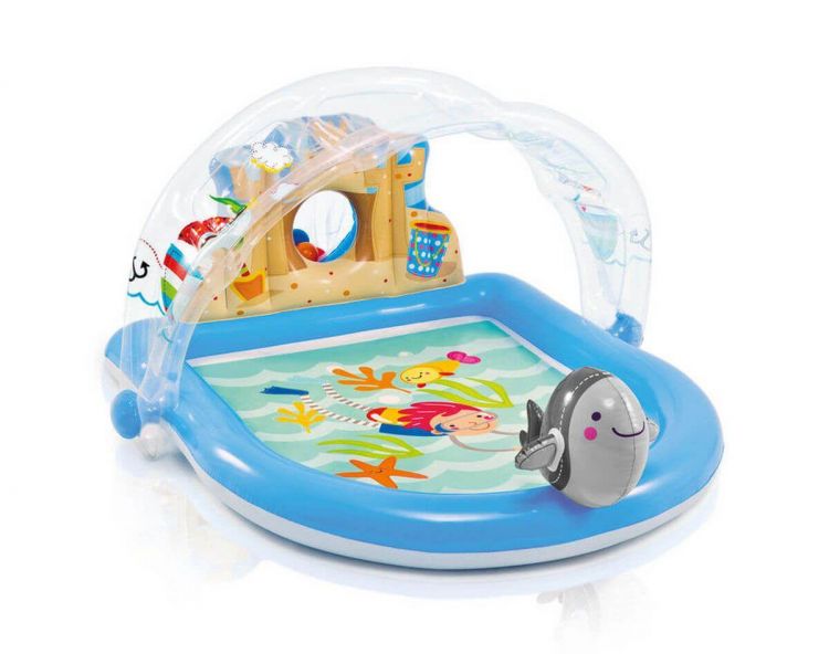 Intex 57421 Водный игровой надувной центр "Морской" с навесом, 170*150*81 см