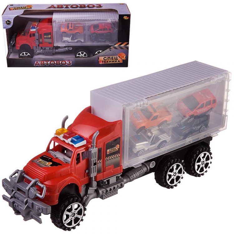 ABtoys (АБтойс) C-00365 Спецтехника. Автовоз с четырьмя легковыми машинками