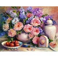 Рыжий кот Х-8257 Холст с красками 40х50 см по номерам. НАТЮРМОРТ С ПЫШНЫМ БУКЕТОМ