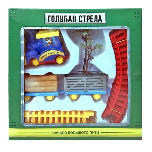 Голубая стрела 87305 Ж/д Голубая стрела Дорога детства ,150 см, паровоз, 2 вагона