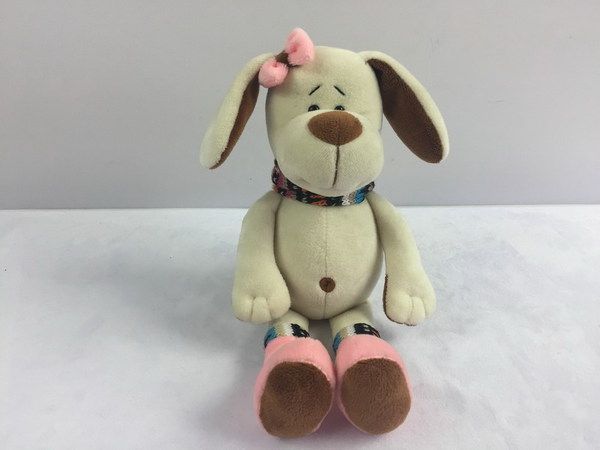 TEDDY YSW18656 Мягкая игрушка Собака с розовым бантом, 17см TEDDY YSW18656 Мягкая игрушка Собака с розовым бантом, 17см
