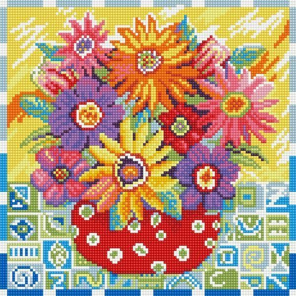 Картина Алмазная мозаика на подрамнике. Цветики-цветочки 30*30 см