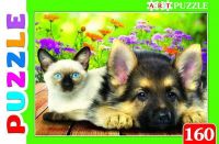 Рыжий кот ПА-4572 Artpuzzle. Пазлы 160 элементов. СИАМСКИЙ КОТЕНОК И ЩЕНОК