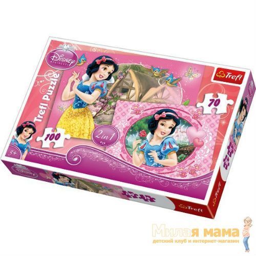 Trefl 34165 Набор пазлов 2 в 1 Белоснежка в ожидании принца, 70+100 деталей