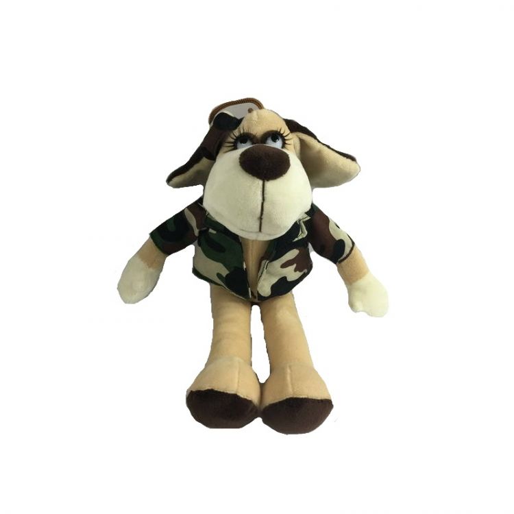 Teddy YSL18773 Мягкая игрушка Собака в камуфляжном костюме, 18 см