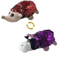 ABtoys M5022 Мягкая игрушка Перевертыши с пайетками, еж/ корова, 16 см